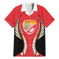 Waikato 2026 Rugby Custom Family Matching Tank Maxi Dress and Hawaiian Shirt NZ Maori Silver Fern LT14 Dad's Shirt - Short Sleeve Red - Polynesian Pride