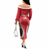 Waikato 2026 Rugby Custom Off The Shoulder Long Sleeve Dress NZ Maori Silver Fern LT14 - Polynesian Pride