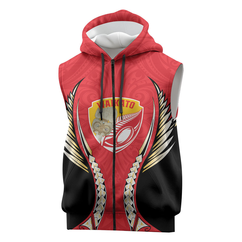 Waikato 2026 Rugby Custom Sleeveless Zip Hoodie NZ Maori Silver Fern