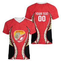 Waikato 2026 Rugby Custom Women V-Neck T-Shirt NZ Maori Silver Fern