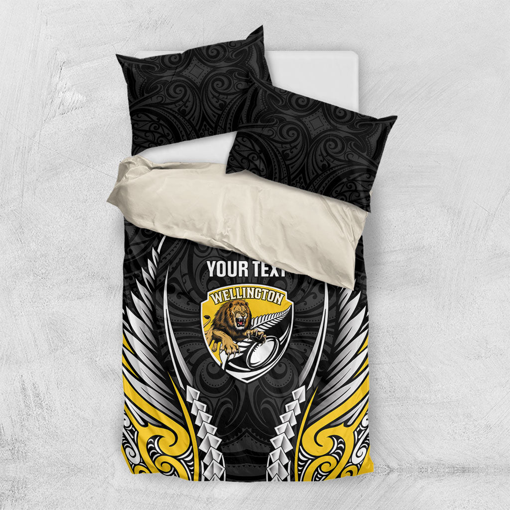 Wellington 2026 Rugby Custom Bedding Set NZ Maori Silver Fern LT14 US Twin 172cm x 218cm Black - Polynesian Pride