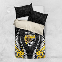 Wellington 2026 Rugby Custom Bedding Set NZ Maori Silver Fern LT14 US Twin 172cm x 218cm Black - Polynesian Pride