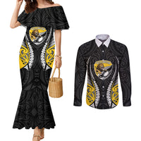 Wellington 2026 Rugby Custom Couples Matching Mermaid Dress and Long Sleeve Button Shirt NZ Maori Silver Fern
