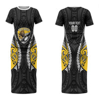 Wellington 2026 Rugby Custom Couples Matching Short Sleeve Bodycon Dress and Hawaiian Shirt NZ Maori Silver Fern LT14 - Polynesian Pride