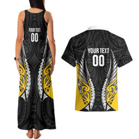 Wellington 2026 Rugby Custom Couples Matching Tank Maxi Dress and Hawaiian Shirt NZ Maori Silver Fern