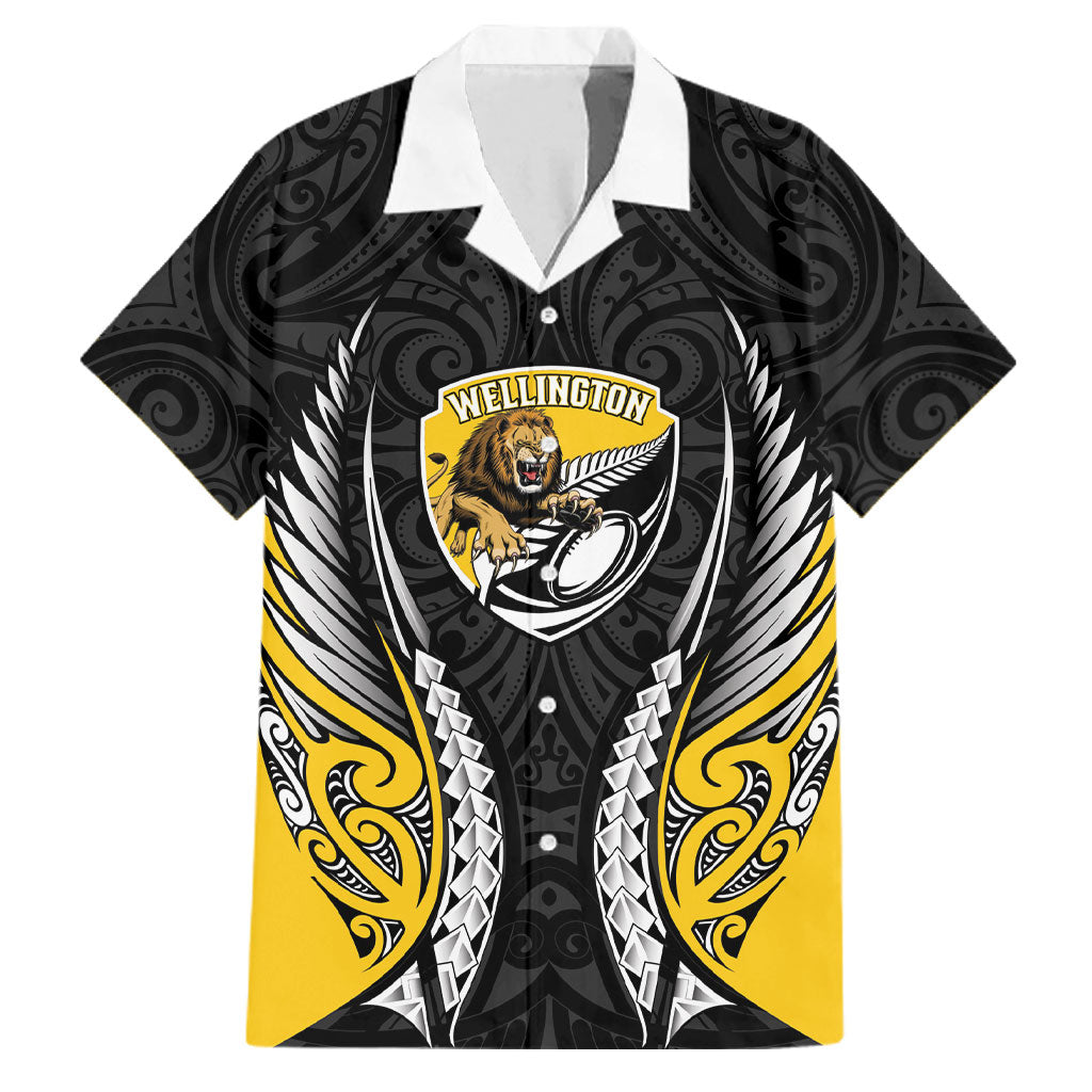 Wellington 2026 Rugby Custom Family Matching Off Shoulder Short Dress and Hawaiian Shirt NZ Maori Silver Fern LT14 Dad's Shirt - Short Sleeve Black - Polynesian Pride