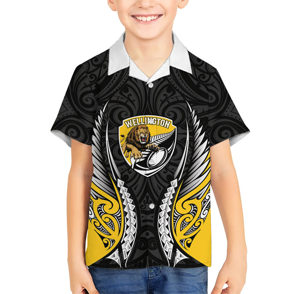 Wellington 2026 Rugby Custom Family Matching Short Sleeve Bodycon Dress and Hawaiian Shirt NZ Maori Silver Fern LT14 Son's Shirt Black - Polynesian Pride
