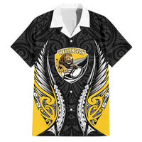 Wellington 2026 Rugby Custom Family Matching Summer Maxi Dress and Hawaiian Shirt NZ Maori Silver Fern LT14 Dad's Shirt - Short Sleeve Black - Polynesian Pride