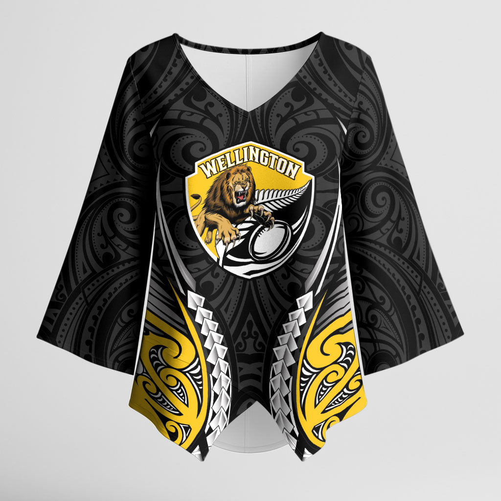 Wellington 2026 Rugby Custom Kimono Sleeve Blouse NZ Maori Silver Fern