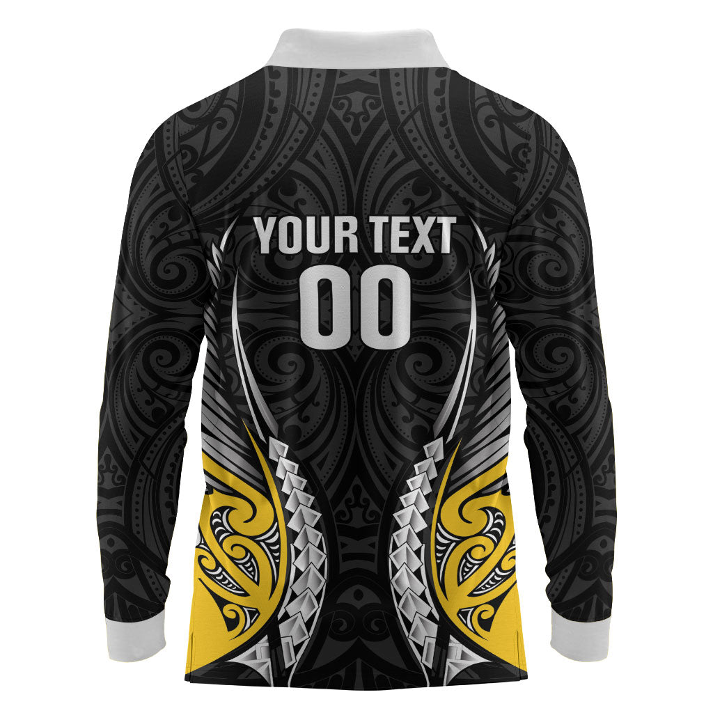 Wellington 2026 Rugby Custom Long Sleeve Polo Shirt NZ Maori Silver Fern LT14 - Polynesian Pride