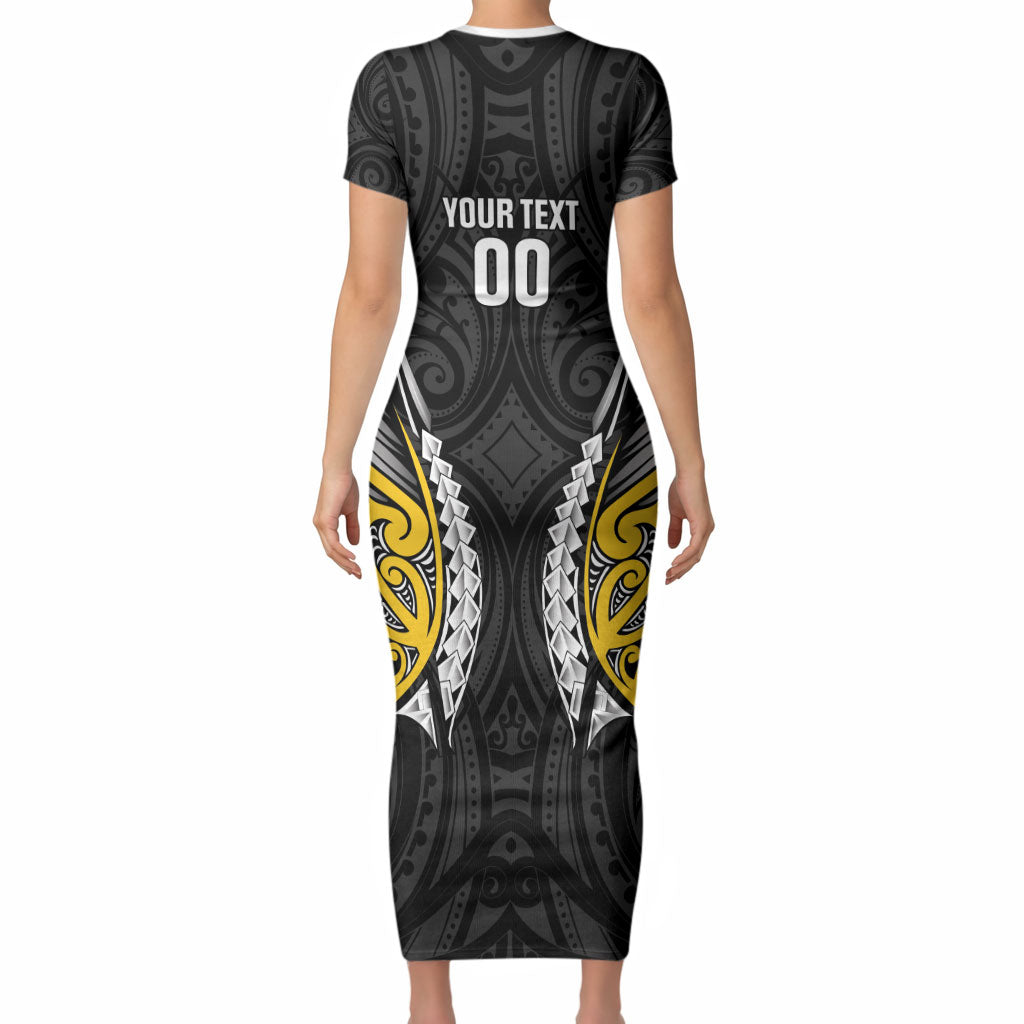 Wellington 2026 Rugby Custom Short Sleeve Bodycon Dress NZ Maori Silver Fern LT14 - Polynesian Pride