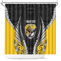 Wellington 2026 Rugby Custom Shower Curtain NZ Maori Silver Fern