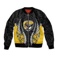 Wellington 2026 Rugby Custom Sleeve Zip Bomber Jacket NZ Maori Silver Fern LT14 Unisex Black - Polynesian Pride