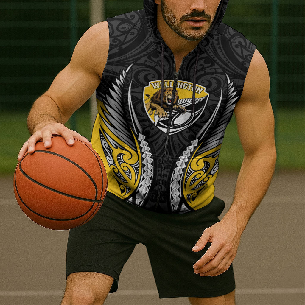 Wellington 2026 Rugby Custom Sleeveless Zip Hoodie NZ Maori Silver Fern LT14 - Polynesian Pride