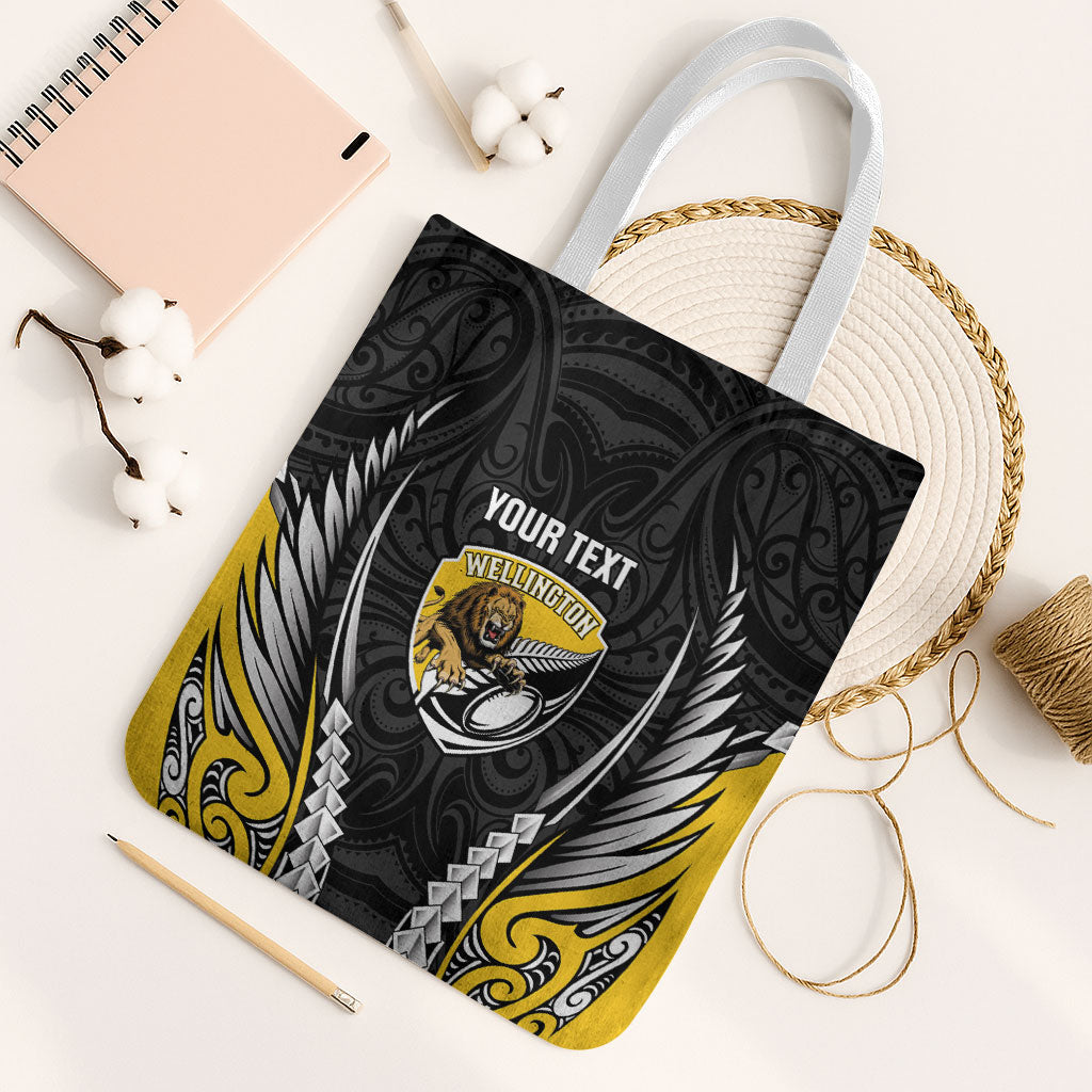 Wellington 2026 Rugby Custom Tote Bag NZ Maori Silver Fern LT14 White Strap One Size Black - Polynesian Pride