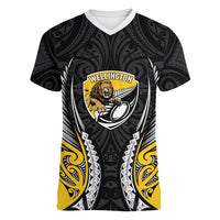 Wellington 2026 Rugby Custom Women V-Neck T-Shirt NZ Maori Silver Fern
