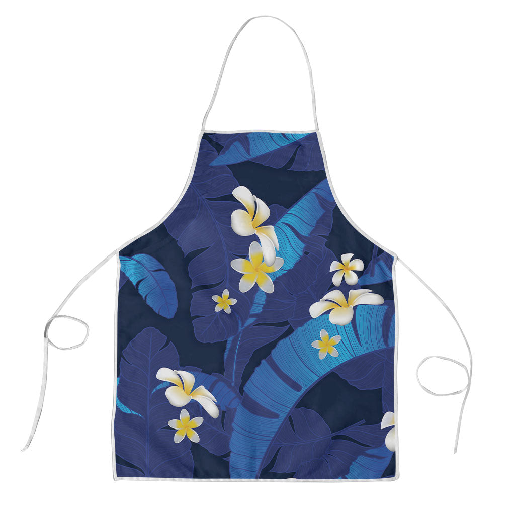 Teal Purple Banana Leaf Hawaii Apron Lau Maia Plumeria Tropical Summer Vibes LT14 Teal Purple - Polynesian Pride