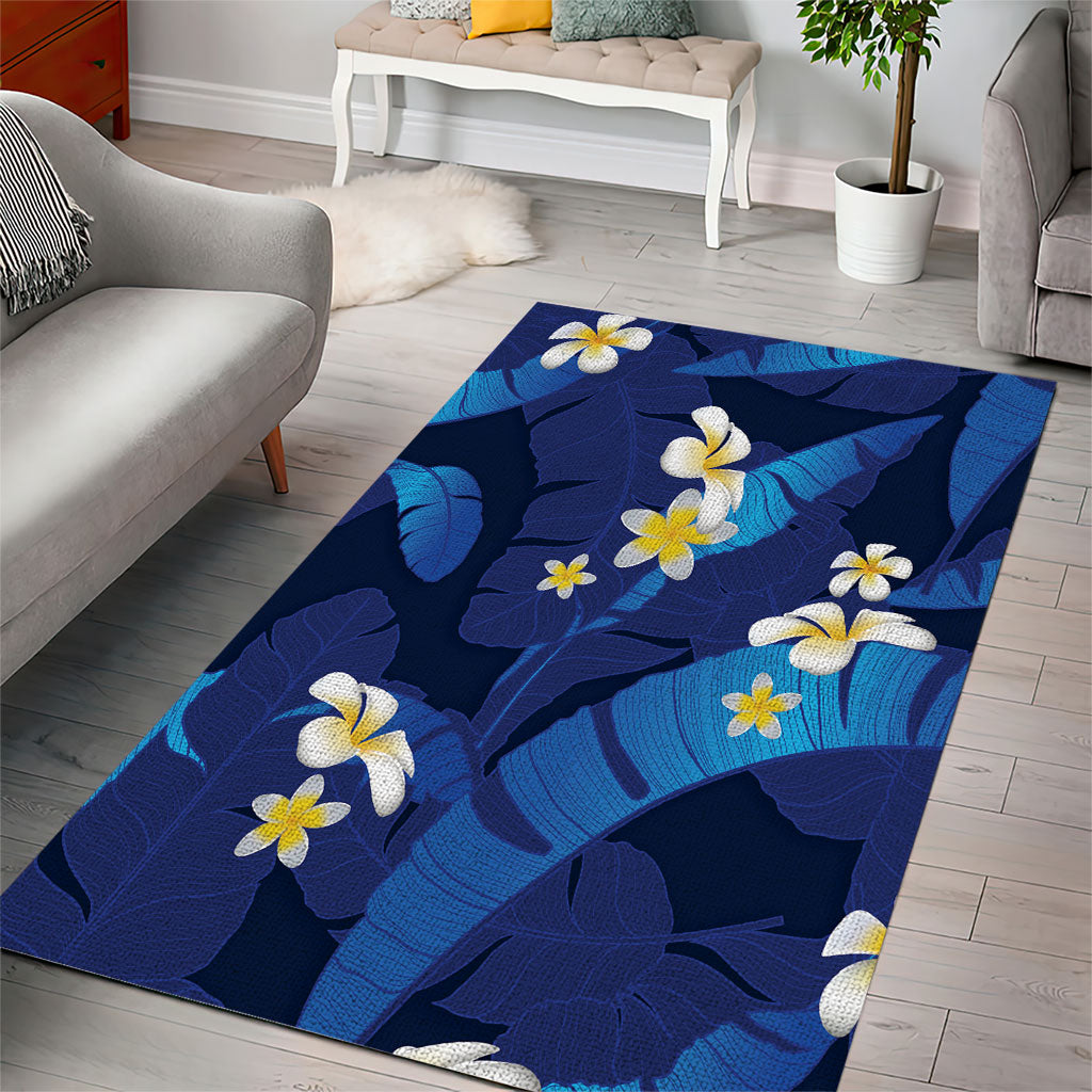 Teal Purple Banana Leaf Hawaii Area Rug Lau Maia Plumeria Tropical Summer Vibes LT14 - Polynesian Pride