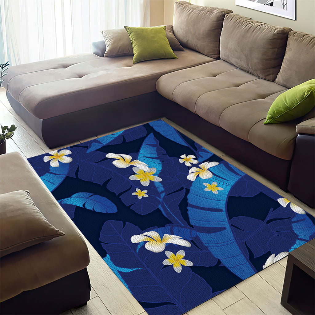Teal Purple Banana Leaf Hawaii Area Rug Lau Maia Plumeria Tropical Summer Vibes LT14 - Polynesian Pride