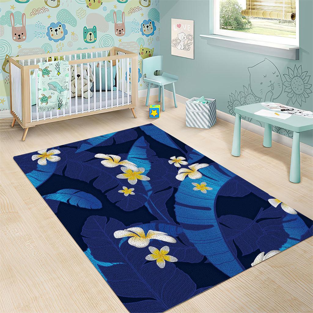 Teal Purple Banana Leaf Hawaii Area Rug Lau Maia Plumeria Tropical Summer Vibes LT14 - Polynesian Pride