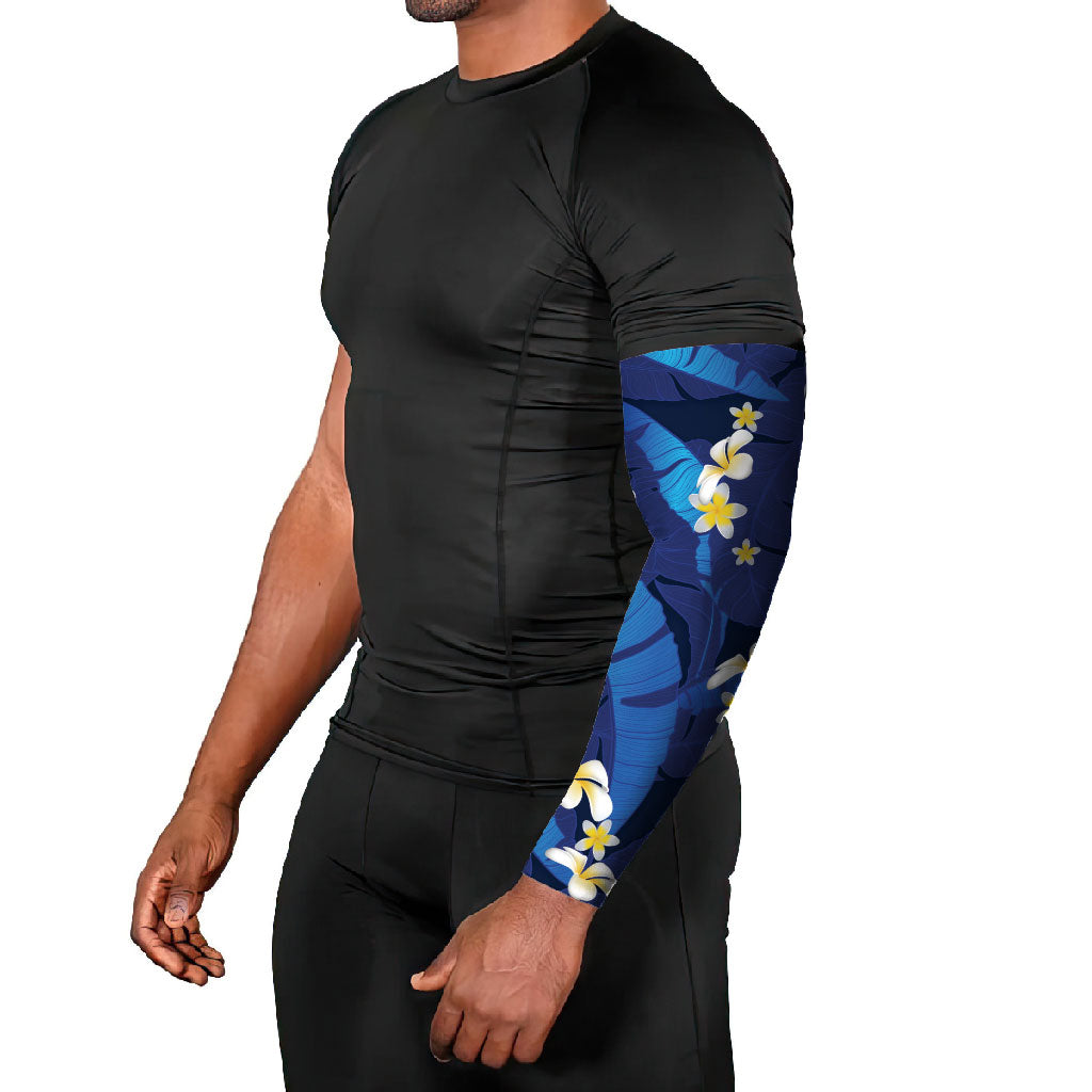 Teal Purple Banana Leaf Hawaii Arm Sleeves Lau Maia Plumeria Tropical Summer Vibes LT14 - Polynesian Pride