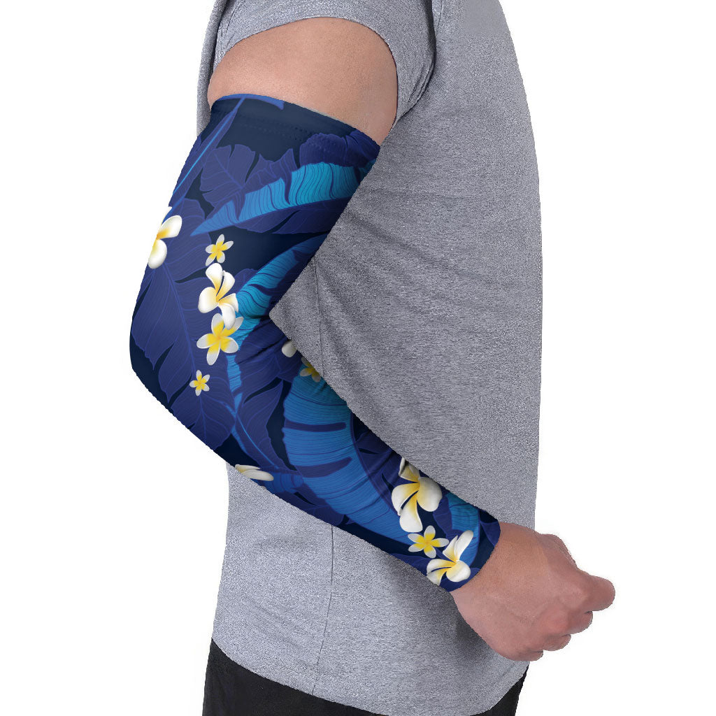 Teal Purple Banana Leaf Hawaii Arm Sleeves Lau Maia Plumeria Tropical Summer Vibes LT14 - Polynesian Pride