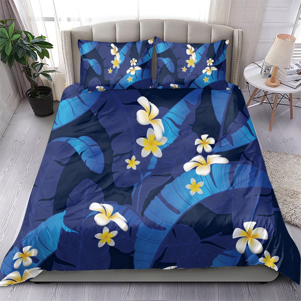 Teal Purple Banana Leaf Hawaii Bedding Set Lau Maia Plumeria Tropical Summer Vibes LT14 - Polynesian Pride