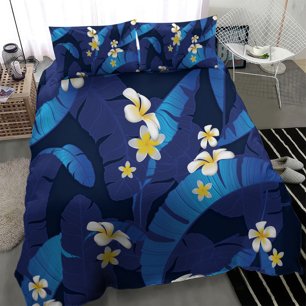 Teal Purple Banana Leaf Hawaii Bedding Set Lau Maia Plumeria Tropical Summer Vibes LT14 - Polynesian Pride