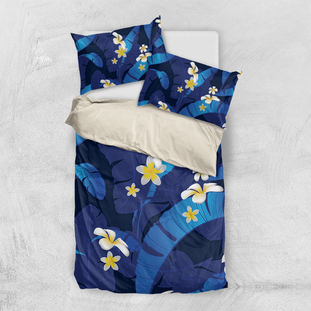 Teal Purple Banana Leaf Hawaii Bedding Set Lau Maia Plumeria Tropical Summer Vibes LT14 US Twin 172cm x 218cm Teal Purple - Polynesian Pride