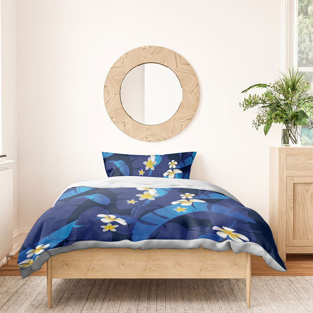 Teal Purple Banana Leaf Hawaii Bedding Set Lau Maia Plumeria Tropical Summer Vibes LT14 - Polynesian Pride
