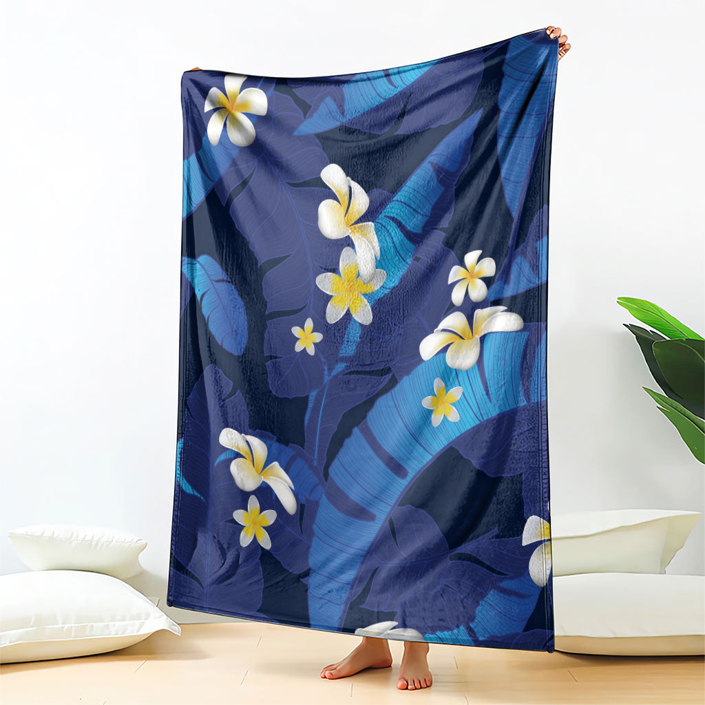 Teal Purple Banana Leaf Hawaii Blanket Lau Maia Plumeria Tropical Summer Vibes LT14 - Polynesian Pride
