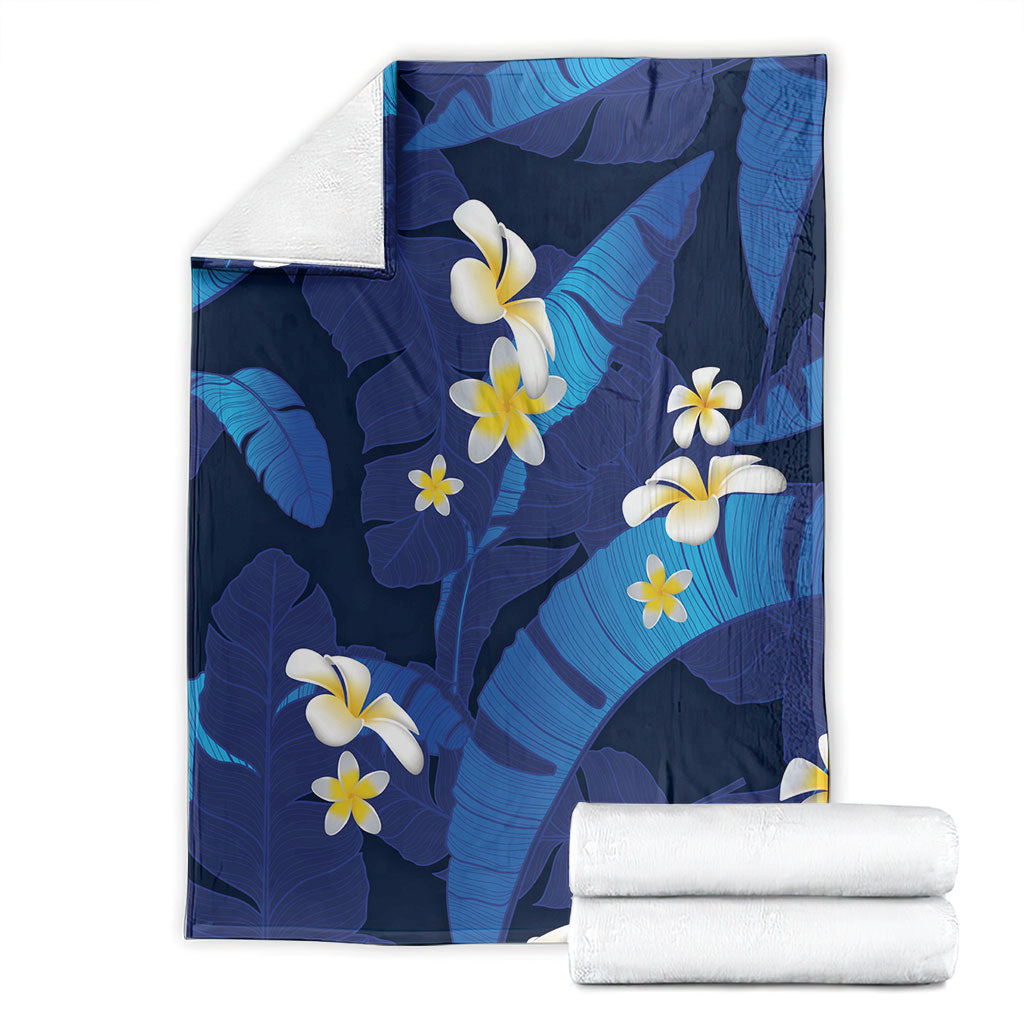 Teal Purple Banana Leaf Hawaii Blanket Lau Maia Plumeria Tropical Summer Vibes LT14 - Polynesian Pride