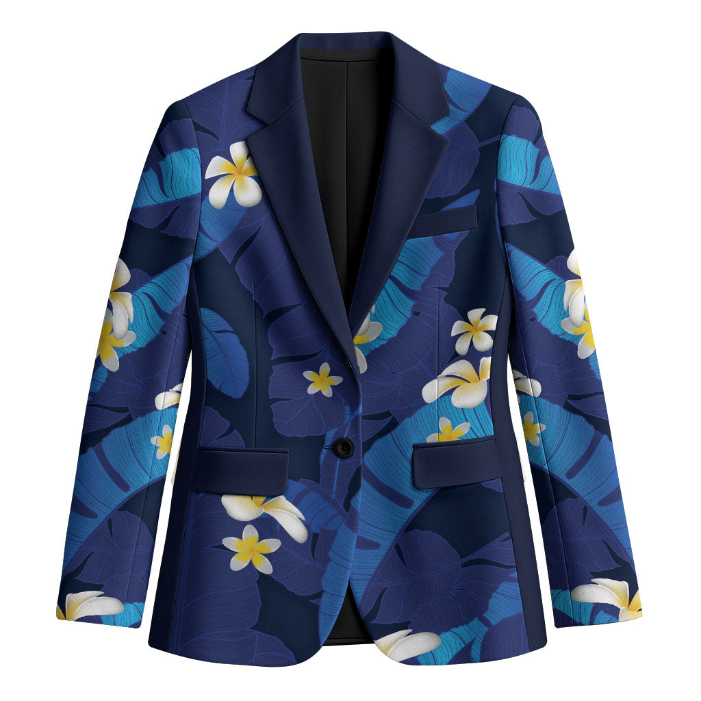 Teal Purple Banana Leaf Hawaii Blazer Lau Maia Plumeria Tropical Summer Vibes LT14 Unisex Teal Purple - Polynesian Pride