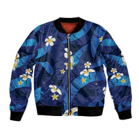 Teal Purple Banana Leaf Hawaii Bomber Jacket Lau Maia Plumeria Tropical Summer Vibes LT14 Unisex Teal Purple - Polynesian Pride