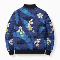 Teal Purple Banana Leaf Hawaii Bomber Puffer Jacket Lau Maia Plumeria Tropical Summer Vibes LT14 - Polynesian Pride