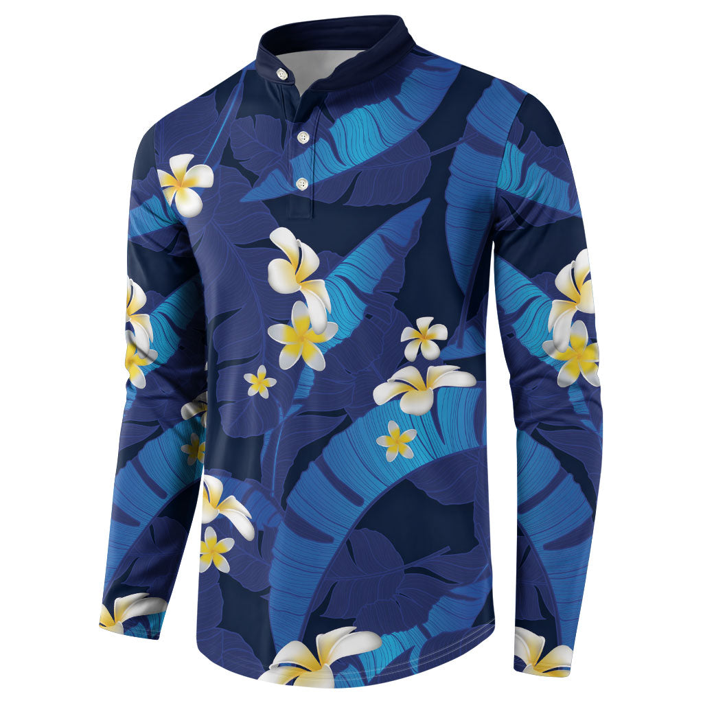 Teal Purple Banana Leaf Hawaii Button Sweatshirt Lau Maia Plumeria Tropical Summer Vibes LT14 - Polynesian Pride