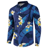 Teal Purple Banana Leaf Hawaii Button Sweatshirt Lau Maia Plumeria Tropical Summer Vibes LT14 - Polynesian Pride