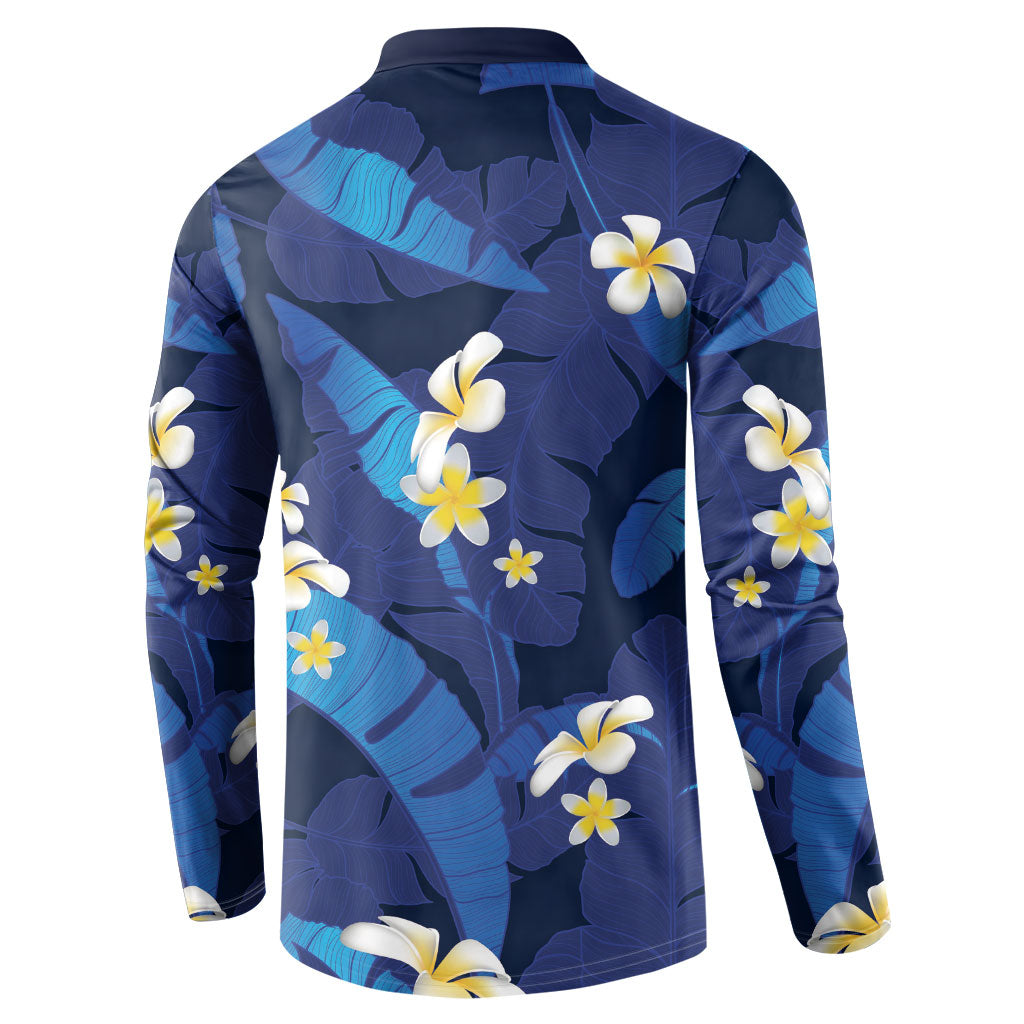 Teal Purple Banana Leaf Hawaii Button Sweatshirt Lau Maia Plumeria Tropical Summer Vibes LT14 - Polynesian Pride