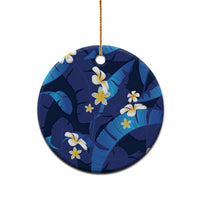 Teal Purple Banana Leaf Hawaii Ceramic Ornament Lau Maia Plumeria Tropical Summer Vibes