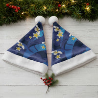 Teal Purple Banana Leaf Hawaii Christmas Santa Hat Lau Maia Plumeria Tropical Summer Vibes