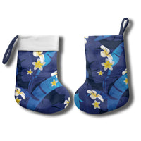 Teal Purple Banana Leaf Hawaii Christmas Stocking Lau Maia Plumeria Tropical Summer Vibes