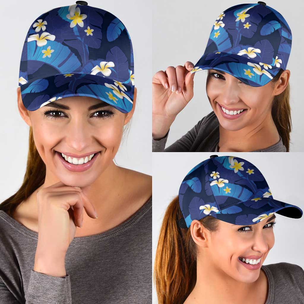 Teal Purple Banana Leaf Hawaii Classic Cap Lau Maia Plumeria Tropical Summer Vibes LT14 - Polynesian Pride