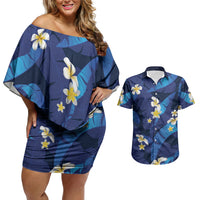 Teal Purple Banana Leaf Hawaii Couples Matching Off Shoulder Short Dress and Hawaiian Shirt Lau Maia Plumeria Tropical Summer Vibes LT14 Teal Purple - Polynesian Pride