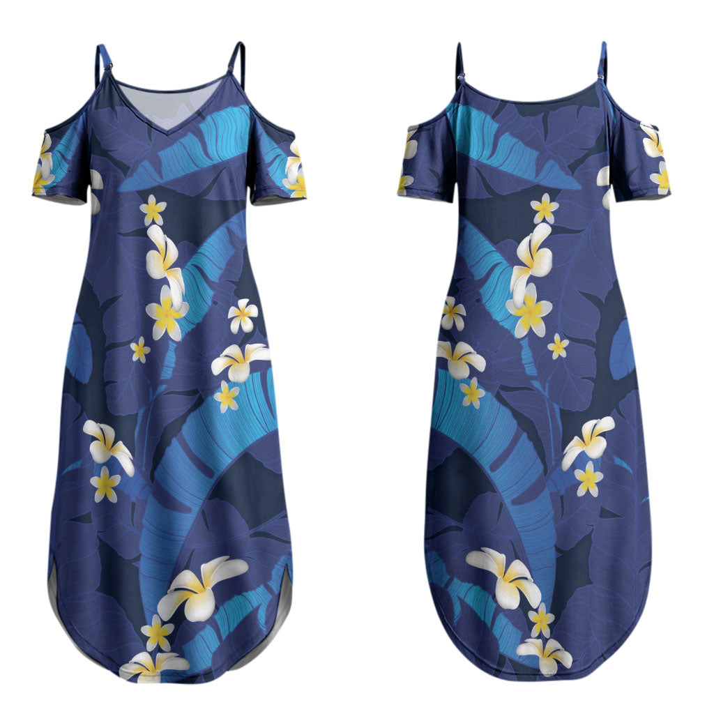 Teal Purple Banana Leaf Hawaii Couples Matching Summer Maxi Dress and Long Sleeve Button Shirt Lau Maia Plumeria Tropical Summer Vibes LT14 - Polynesian Pride