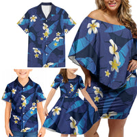 Teal Purple Banana Leaf Hawaii Family Matching Off Shoulder Short Dress and Hawaiian Shirt Lau Maia Plumeria Tropical Summer Vibes LT14 - Polynesian Pride