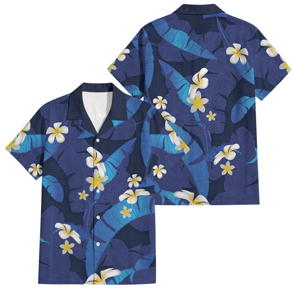 Teal Purple Banana Leaf Hawaii Family Matching Off Shoulder Short Dress and Hawaiian Shirt Lau Maia Plumeria Tropical Summer Vibes LT14 Dad's Shirt - Short Sleeve Teal Purple - Polynesian Pride
