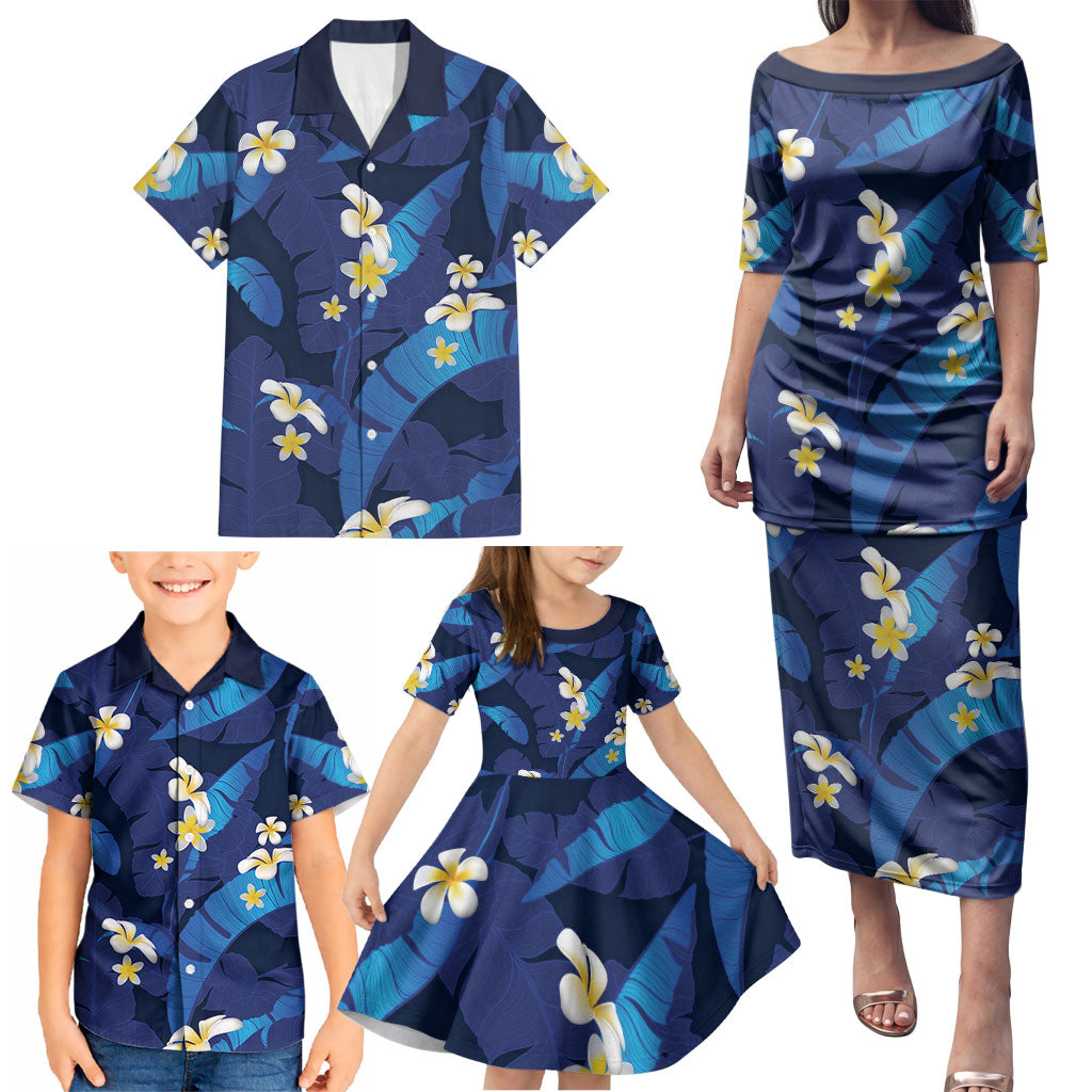 Teal Purple Banana Leaf Hawaii Family Matching Puletasi and Hawaiian Shirt Lau Maia Plumeria Tropical Summer Vibes LT14 - Polynesian Pride