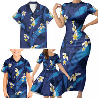 Teal Purple Banana Leaf Hawaii Family Matching Short Sleeve Bodycon Dress and Hawaiian Shirt Lau Maia Plumeria Tropical Summer Vibes LT14 - Polynesian Pride