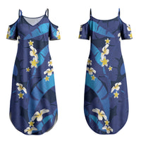 Teal Purple Banana Leaf Hawaii Family Matching Summer Maxi Dress and Hawaiian Shirt Lau Maia Plumeria Tropical Summer Vibes LT14 Mom's Dress Teal Purple - Polynesian Pride
