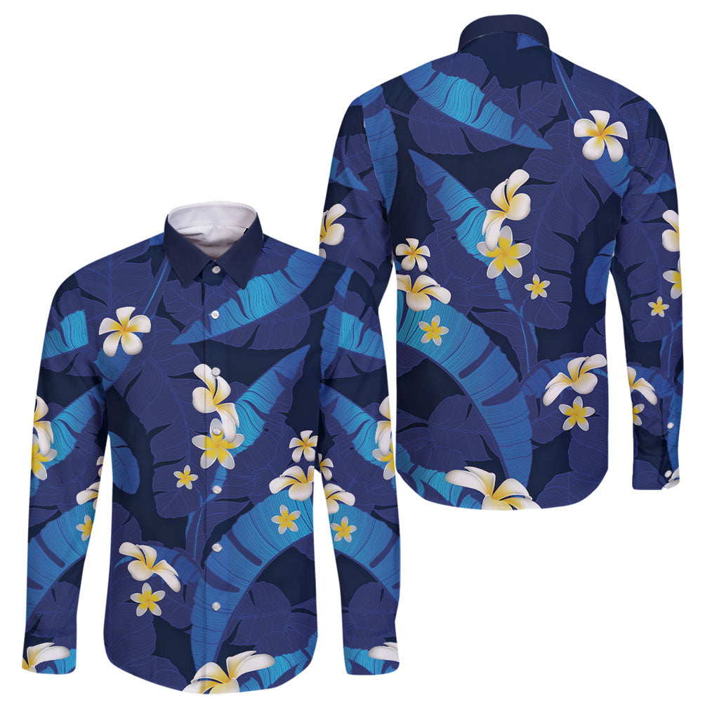 Teal Purple Banana Leaf Hawaii Family Matching Summer Maxi Dress and Hawaiian Shirt Lau Maia Plumeria Tropical Summer Vibes LT14 Dad's Shirt - Long Sleeve Teal Purple - Polynesian Pride